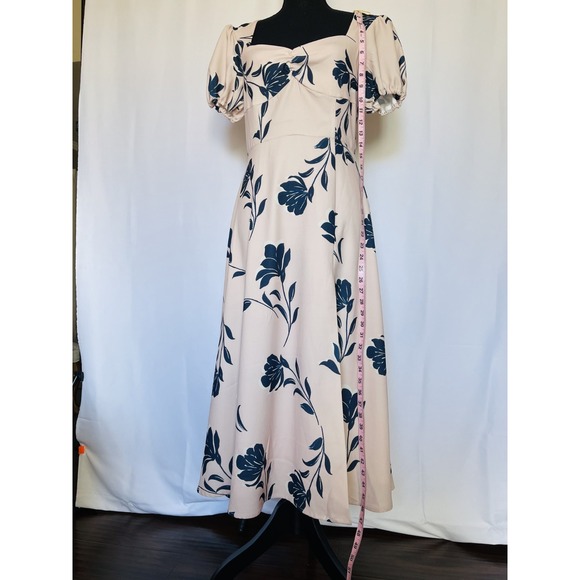 New with Tag Alexia Admor Floral Puff Sleeves & Slit Maxi Dress  Size 6 - Picture 3 of 9